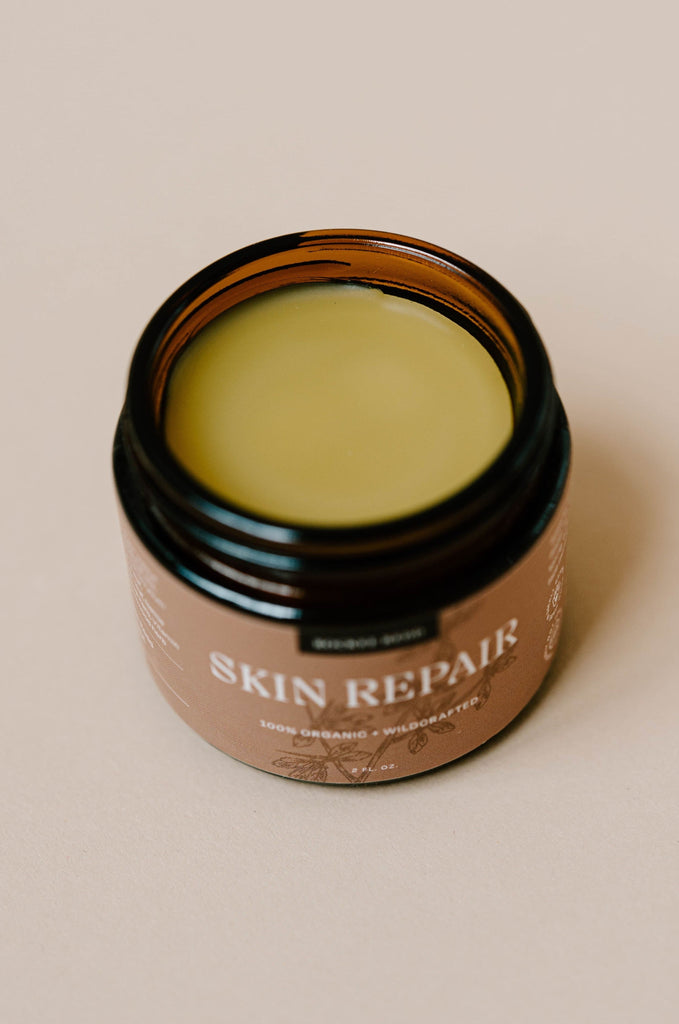 Opened jar of Rockee Redd Skin Repair Salve